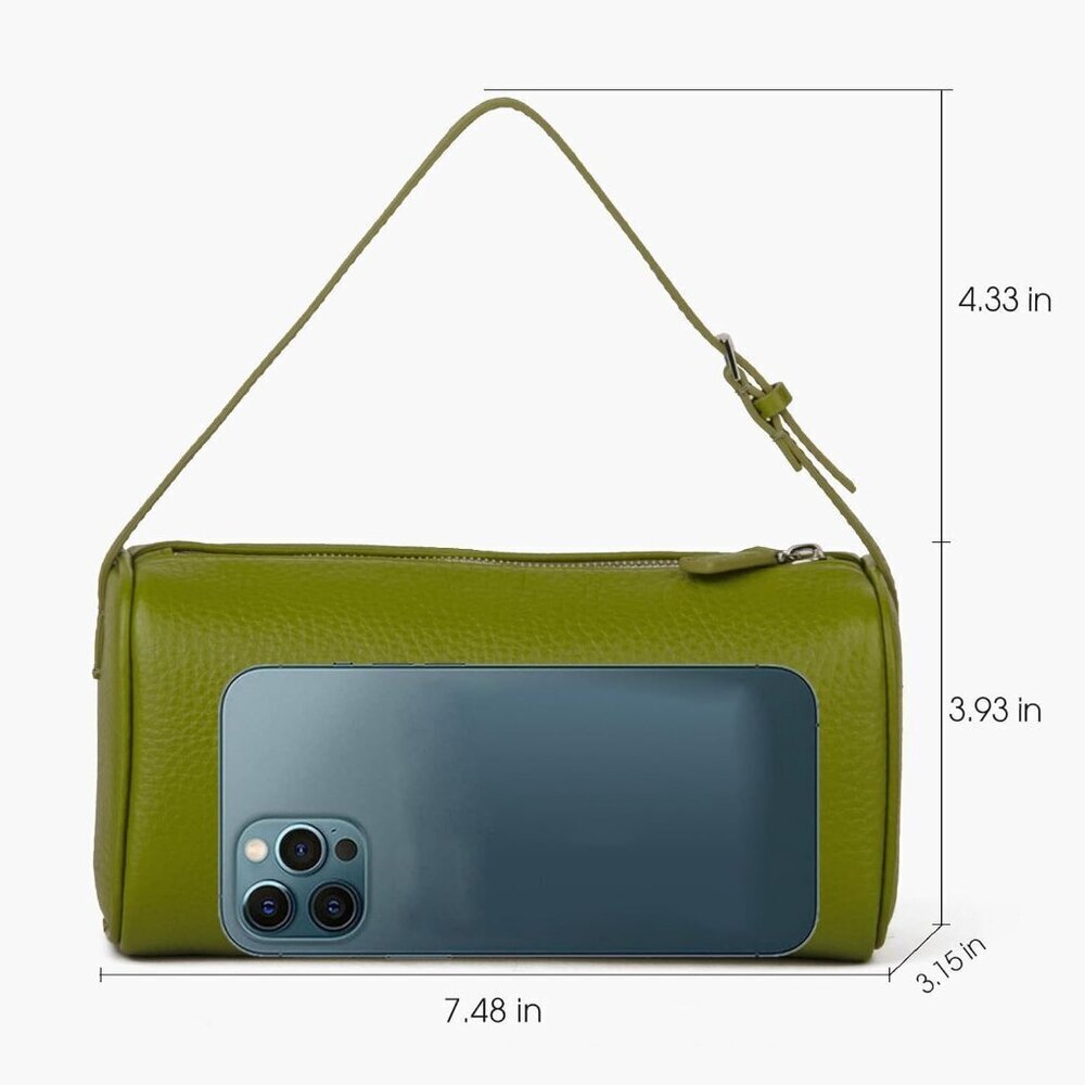 Women Olive Green-lychee Crossbody Purse with Adjustable Strap Full-Leather - Picture 2 of 7